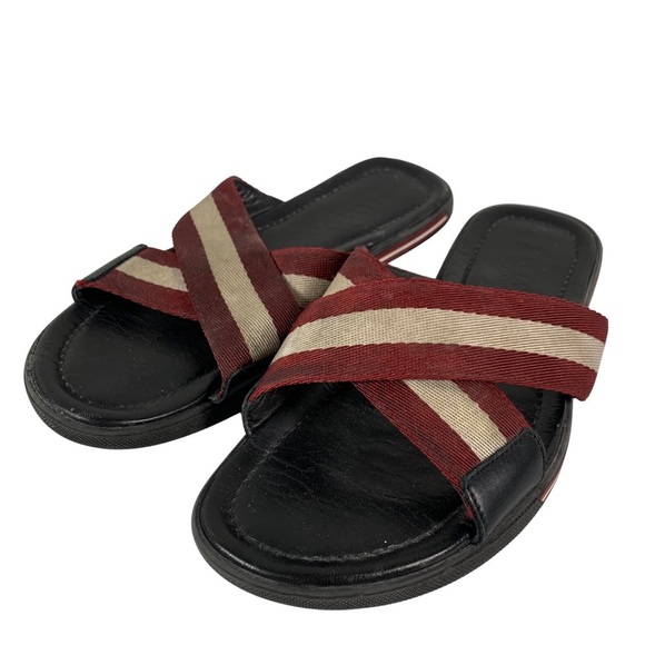 Bally Bonks Men’s Striped Black Criss Cross Slide Sandals Shoes Size 8 US 7 EU main image 8